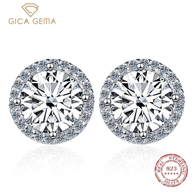 

Gica Gema Real 0.5-1 Carat D Color Moissanite Multicolor Earrings For Women 100% 925 Sterling Silver Sparkling Wedding Jewelry