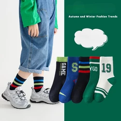 Calcetines de malla de algodón para niños y niñas, calcetines deportivos de viaje al aire libre, accesorios de ropa deportiva, 5 pares por lote