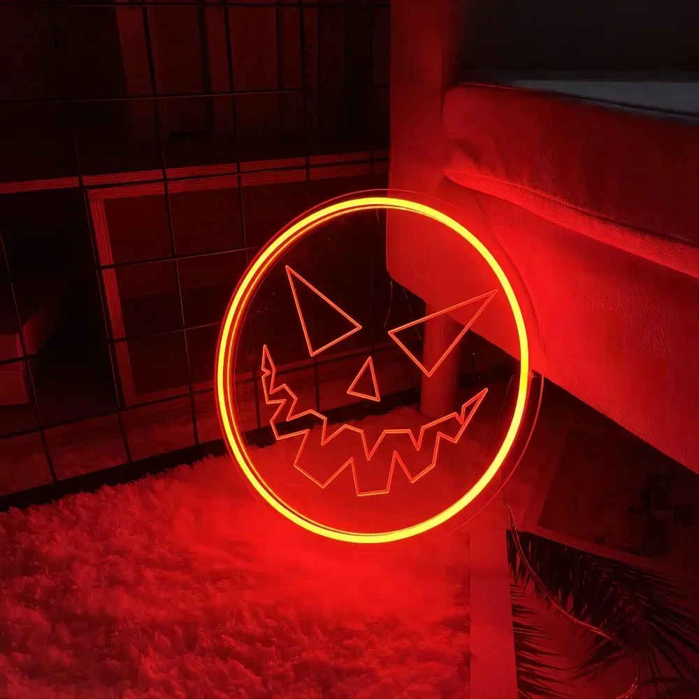 Imagem -04 - Halloween Ghost Face Neon Engrave Sign Luzes Led Personalizadas para Presentes Lâmpada na Parede Decoração da Sala de Jogos Decoração de Café