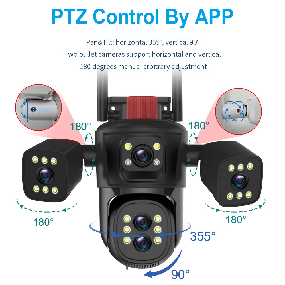 Imagem -02 - Five Lens Auto Tracking Cctv Security Câmera 10k Quatro Telas Wifi Ptz 20mp Zoom 10x sem Fio Detecção Humanoide ao ar Livre