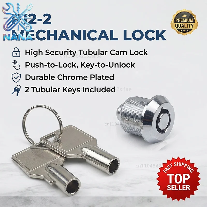5Sets 12MM Press Lock P12-21 Billboard Small Plum Blossom Locking Light Box Telescopic Mechanical Key Small Cabinet Lock
