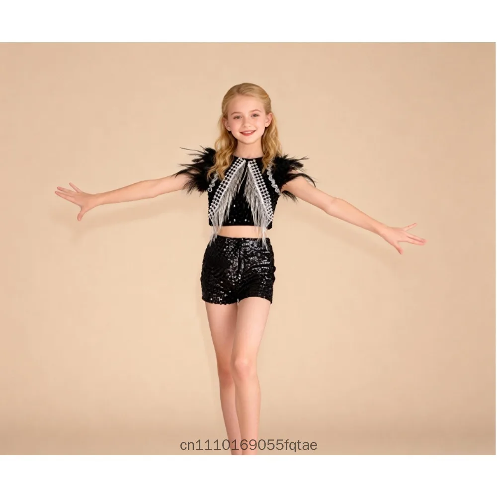 Black Sequin Runway Show Server Player Trendy Server Trailing PK Competition Server Fast Wind Sports 8 Cool Handsome for Girls