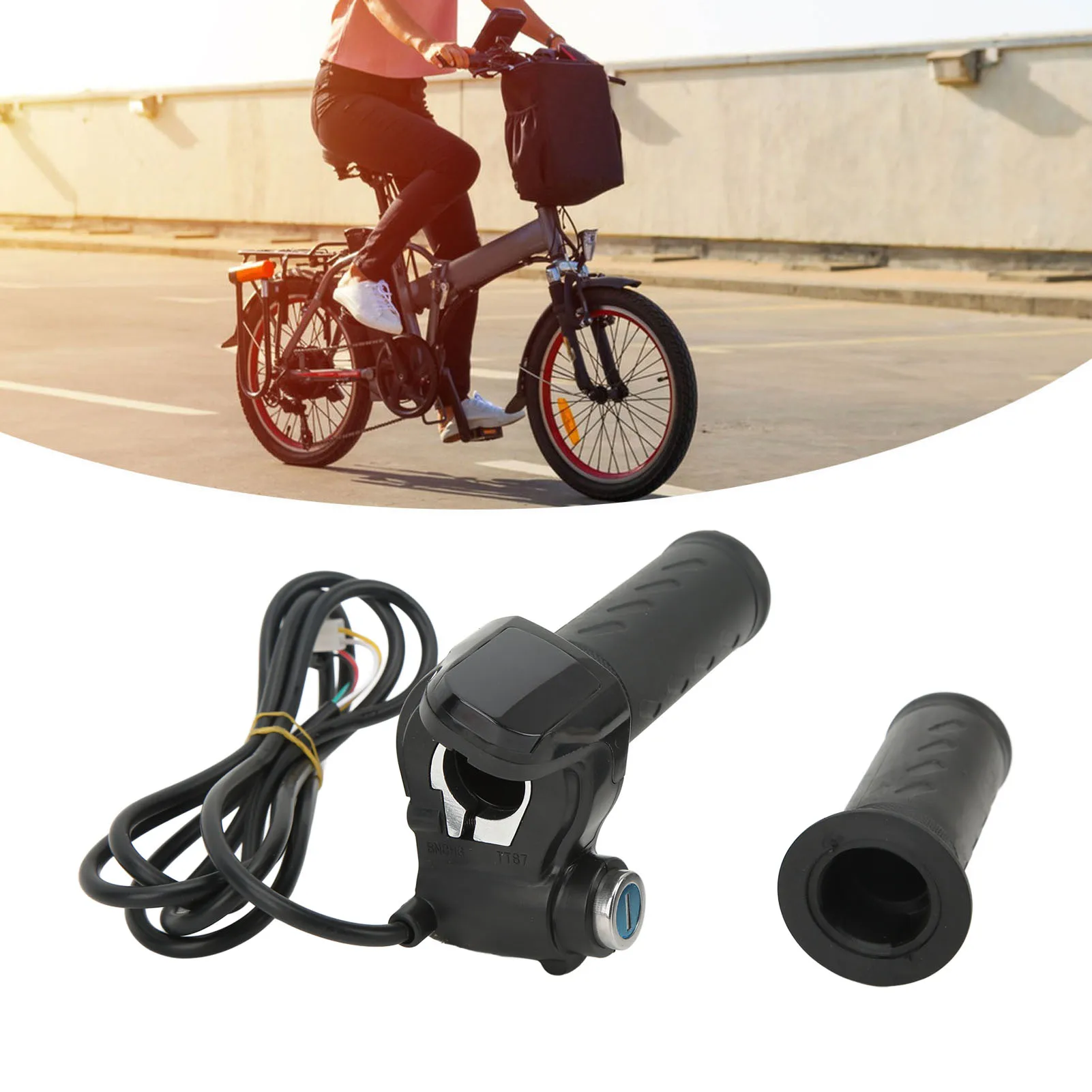

ZK30 Electric Scooter Twist Throttle Grip Easy Installation Electric Bike Throttle Grip with Backlight LCD Panel 48V