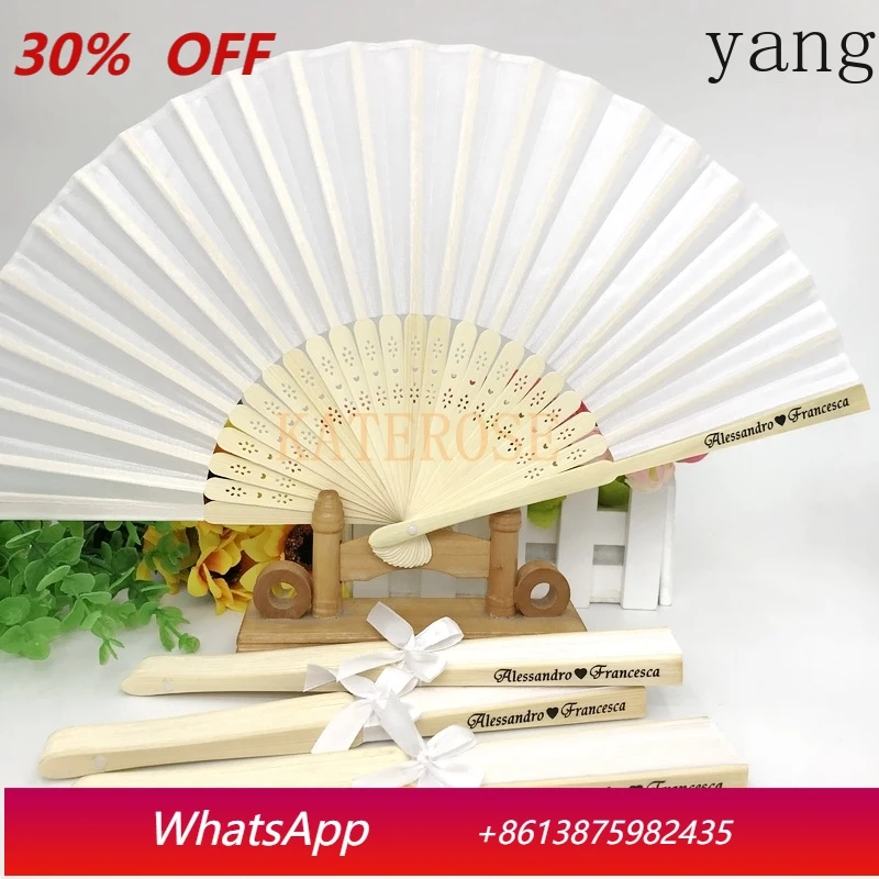 

LHH 30 Pieces Personalized Wedding Fan with Ribbon Bow and Ribbed Hand Folding Fan Fixture
