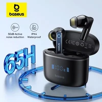 Baseus Bowie 30 auriculares inalámbricos 50dB reducción de ruido 65 horas de larga duración Bluetooth 5,3 auriculares 6 micrófonos AI llamada clara graves grandes