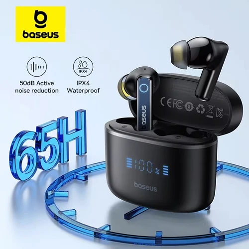 Baseus Bowie 30 auriculares inalámbricos 50dB reducción de ruido 65 horas de larga duración Bluetooth 5,3 auriculares 6 micrófonos AI llamada clara graves grandes