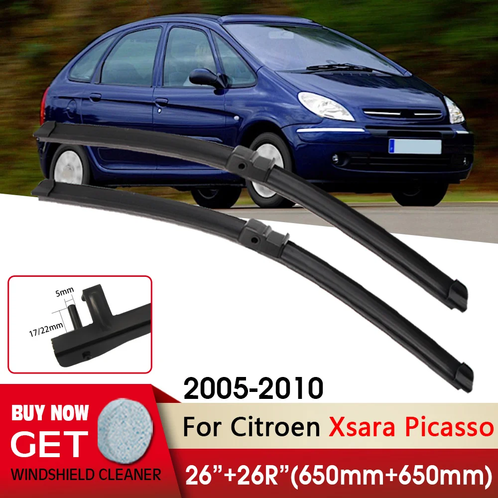 

Car Wiper Front Wiper Blades 26"+26R" For Citroen Xsara Picasso 2005-2010 Fit Side Pin Arm Windshield Windscreen Front Window