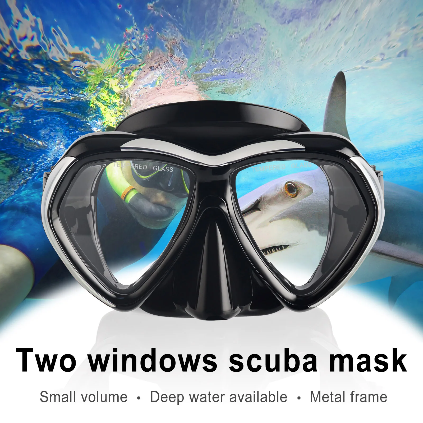 EXP VISION-Scuba Diving Mask for Adults, Anti-fog Dive Mask, Anti-Leak Tempered Glass, Swim Goggles with Nose Cover, Snorkeling