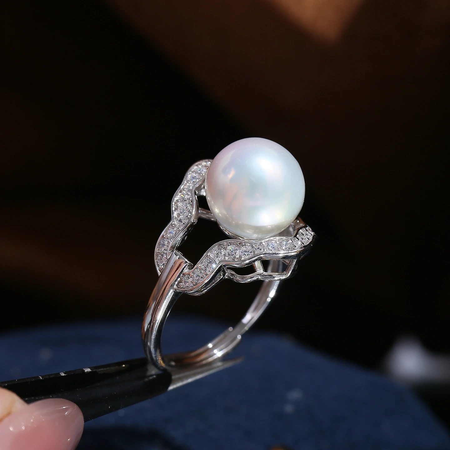925 Sterling Silver Adjustable Finger Ring Mountings Base Setting Findings Jewelry Mount Accessories for 11-12mm Pearls 3pcs/lot
