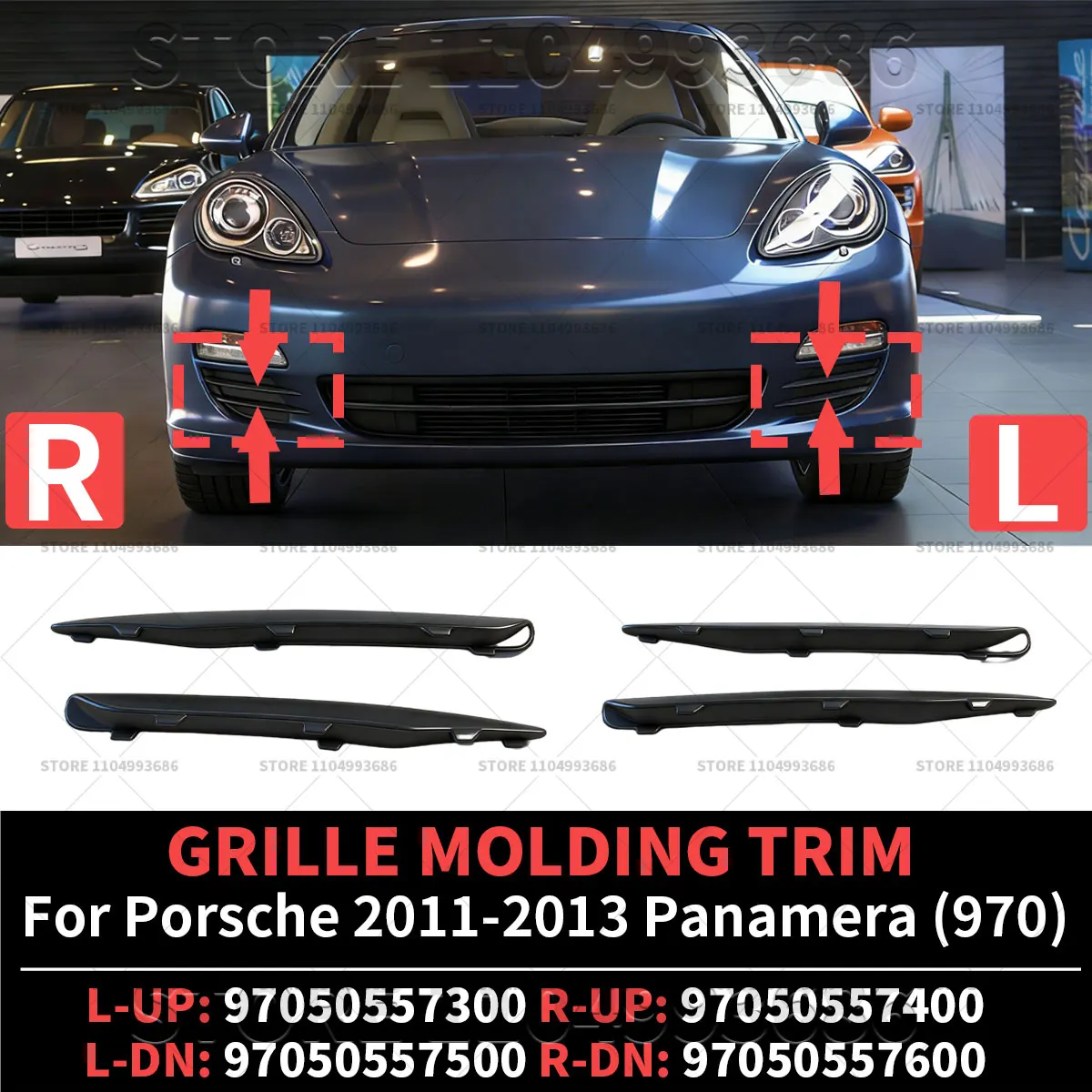 

For Porsche 2010 2011 2012 2013 Panamera 970 GRILLE MOLDING TRIM OEM 970505573001E0 970505574001E0 970505575001E0 970505576001E0