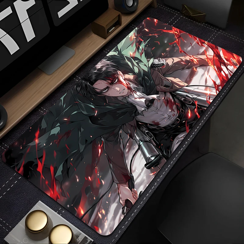 Tappetino per mouse anime Gamer Gaming Titan Levi Tappetino per mouse Nuovo tappetino da scrivania Tappetino per computer e armadio da ufficio Tappetino per tastiera fresco