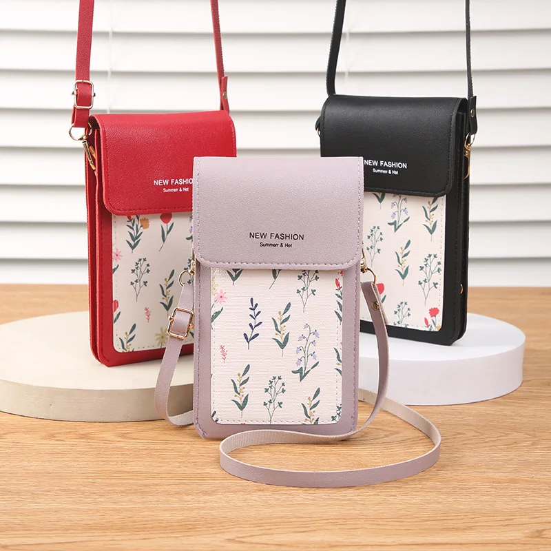 

Women Shoulder Bag Flower Decoration Mobile Phone Pouch Large Capacity Practical Small Flap Purse Female Mini Wallets