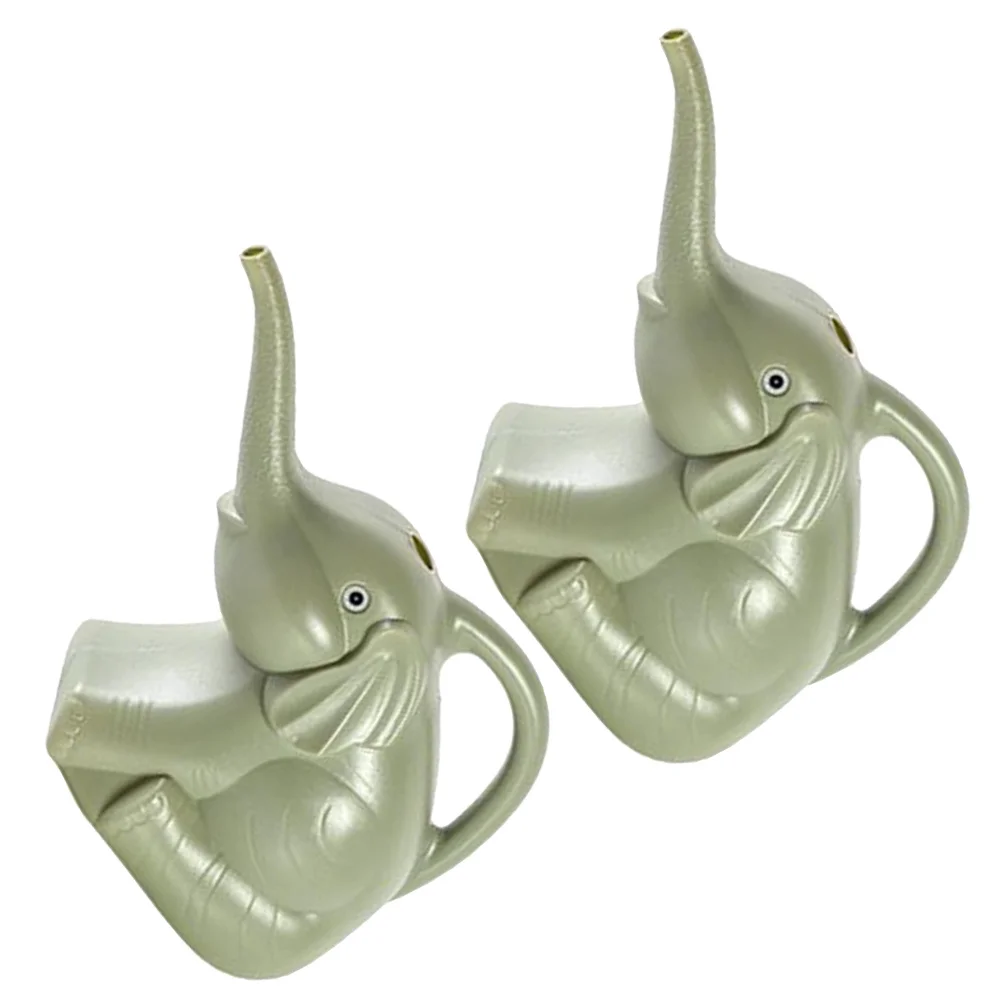 

2Pcs Watering Can Long Spout Elephant Shaped Design Heavy Duty Plastic PP Material Large Capacity Garden Supply for Plant