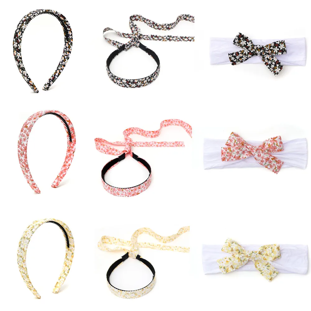 

001A NEW Spring And Summer Floral Ribbon Hairband Casual Hair Accessories Elegant Hair Scruchy headband-B