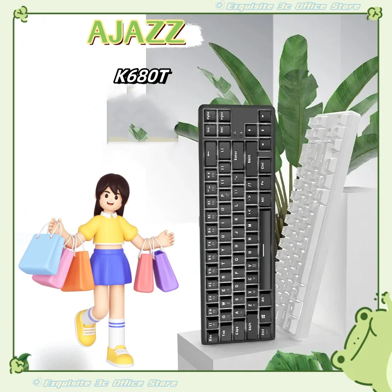 

Ajazz K680t 68-Key Bluetooth Wired Dual-Mode Mechanical Keyboard Gaming Mechanical Keyboard Charging Mini Usb Office Laptop