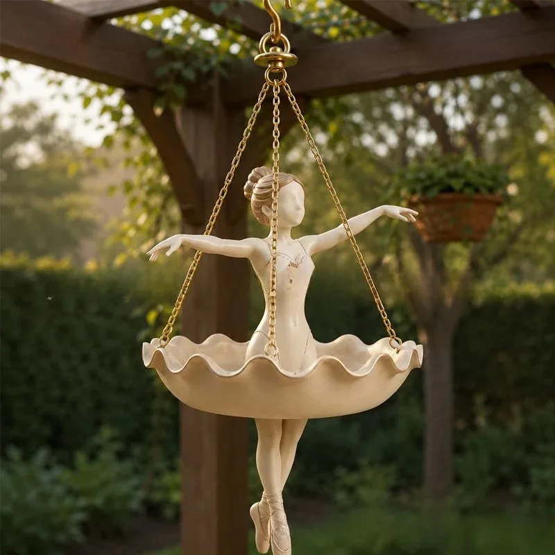 1/2pc Resin Ballet Dancer Hanging Planter Elegant Ballerina Figure Hand Carved Fairy Flower Pot for Trailing Vines Succule