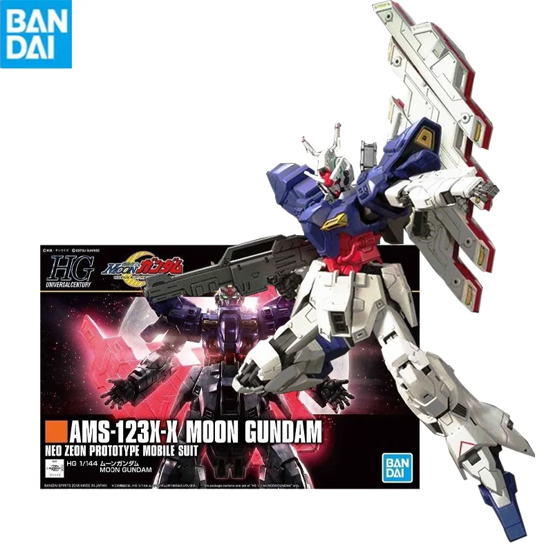 Bandai Gunpla Hguc 215 1/144 Ams-123X-X Moon Gundam Assembly Model High Quality Collectible Robot Kits Figure Models Kids Gift