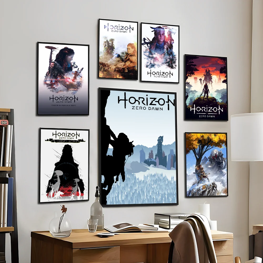 Horizon Zero Dawn Video Game Poster Sticky HD Quality Wall Art Retro Posters for Home Kawaii Room Decor