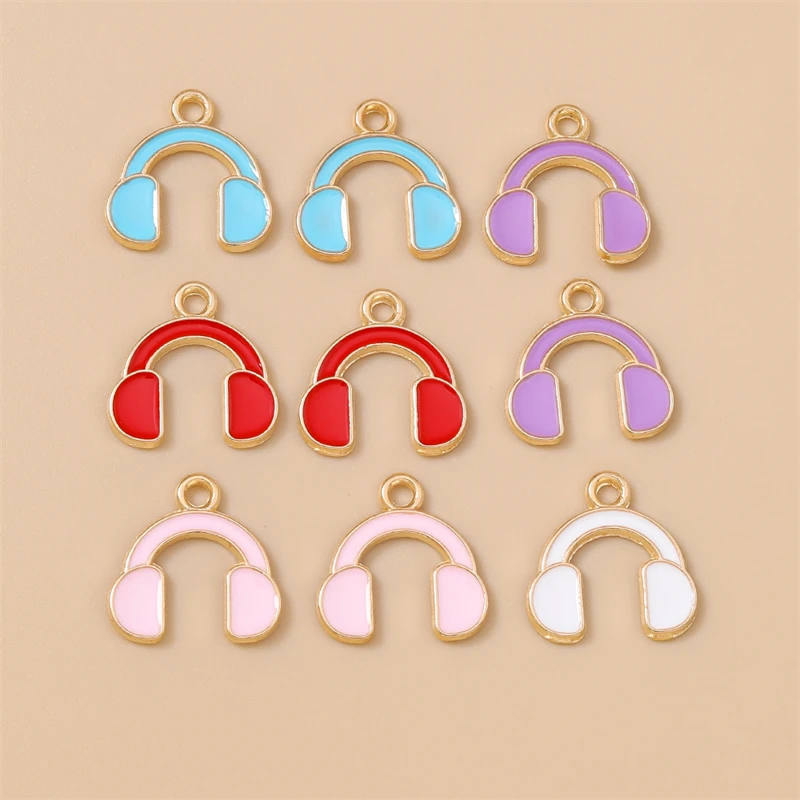 Duarte 20 Teile/los Nette Bunte Emaille Musical Headset Charms für Schmuck Machen Ohrringe Anhänger Halsketten DIY Handwerk Liefert – Detail 2