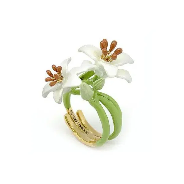 

New Fashion Lily Open Adjustable Ring Ladies Flower Ring Banquet Jewelry Accessories Gift