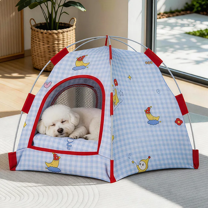 Dog tent and cat bed, suitable for all seasons, cool in summer, semi-enclosed, safe for camping, outdoor pet and puppy bed