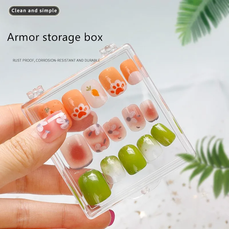 1/2PCS Square Flip Nail Art Storage Box Packag Box Tool Box High-end Nail Art Storage Nail Piece Special Wearing Armor Gift Box