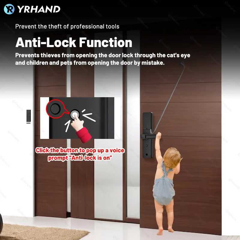 cerradura inteligente Unlock Fingerprint IC Card Password Mode Temporary Password security-protection Smart Door Lock For home