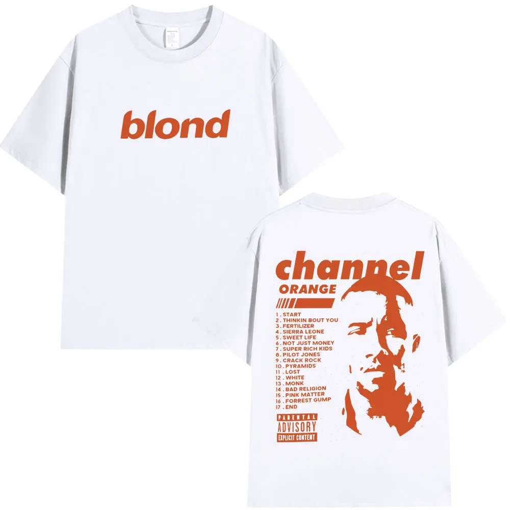Rapper Frank Channel Orange T Shirt Men Women Hip Hop Blond Ocean Album T-Shirts Y2k Fashion Oversized Cotton T-shirt Streetwear