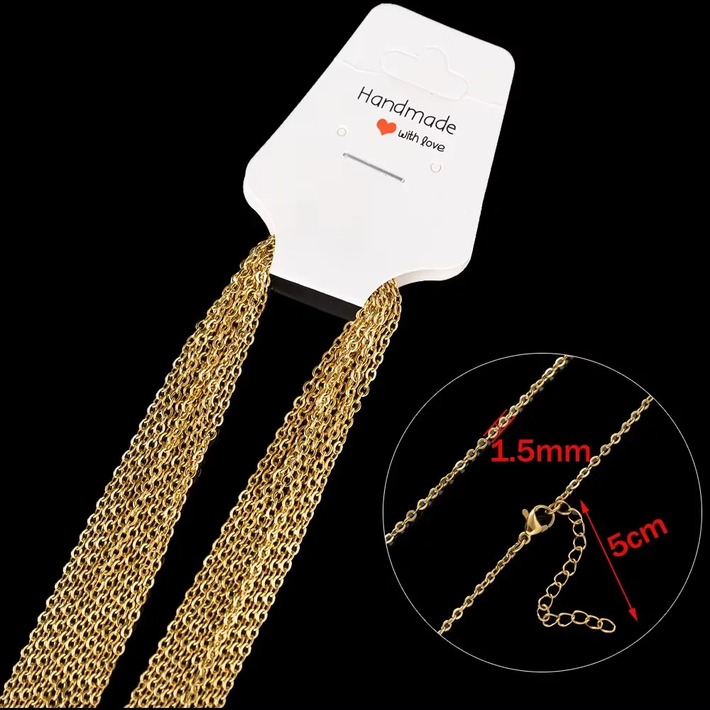 10 Stück 45+5cm vergoldete Edelstahl-Gliederkette mit Karabinerverschluss für Damen, DIY-Mode-Schmuckherstellungszubehör