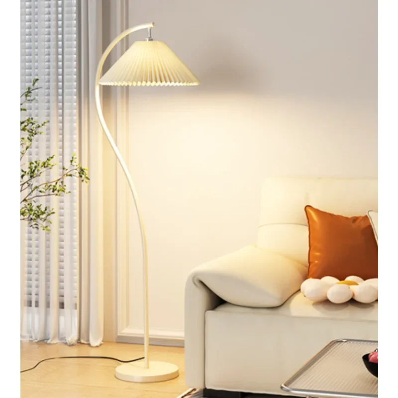 Franch Retro Style E27 Led Floor Lamps for Living Room Sofa Side Remote Control Dimmable Standing Lamp Bedroom Bedside Light