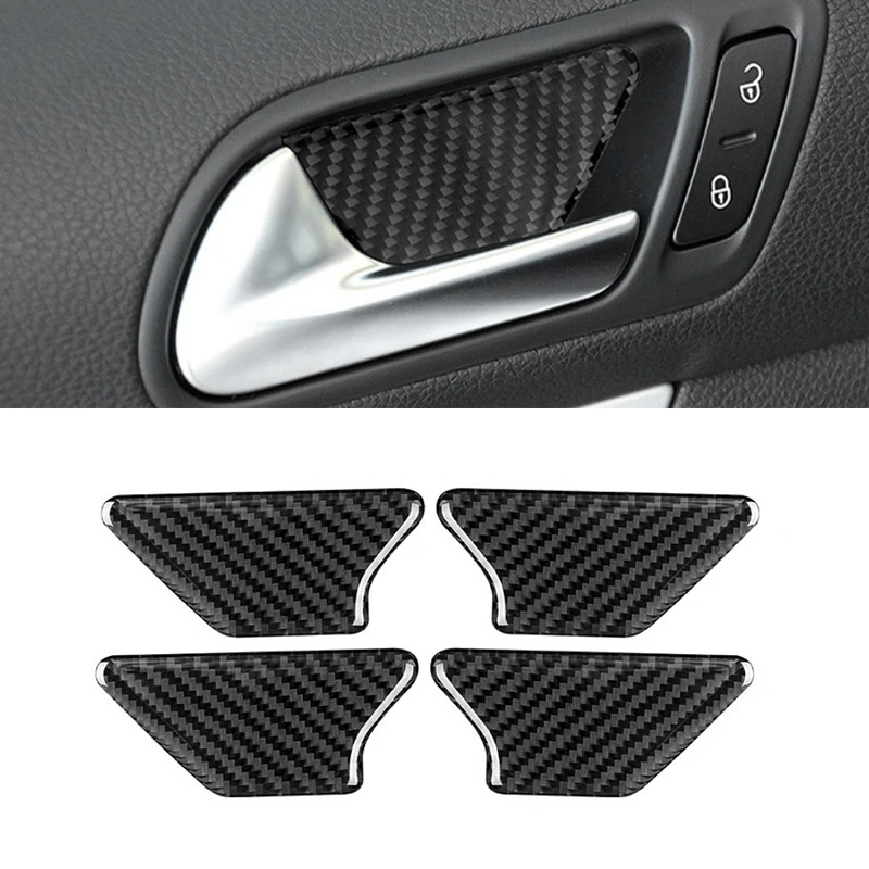 

For VW Golf 6 MK6 2010 2011 2012 2013 4pcs Car Carbon Fiber Interior Door Handle Bowl Cover Trim