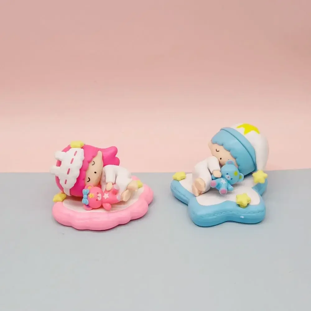 6 Stuks Kawaii Anime Sanrio Slaapserie Melodie Kuromi Pompompurin Kleine Tweelingsterren Cartoon Actiefiguren Speelgoed Ornament Cadeau