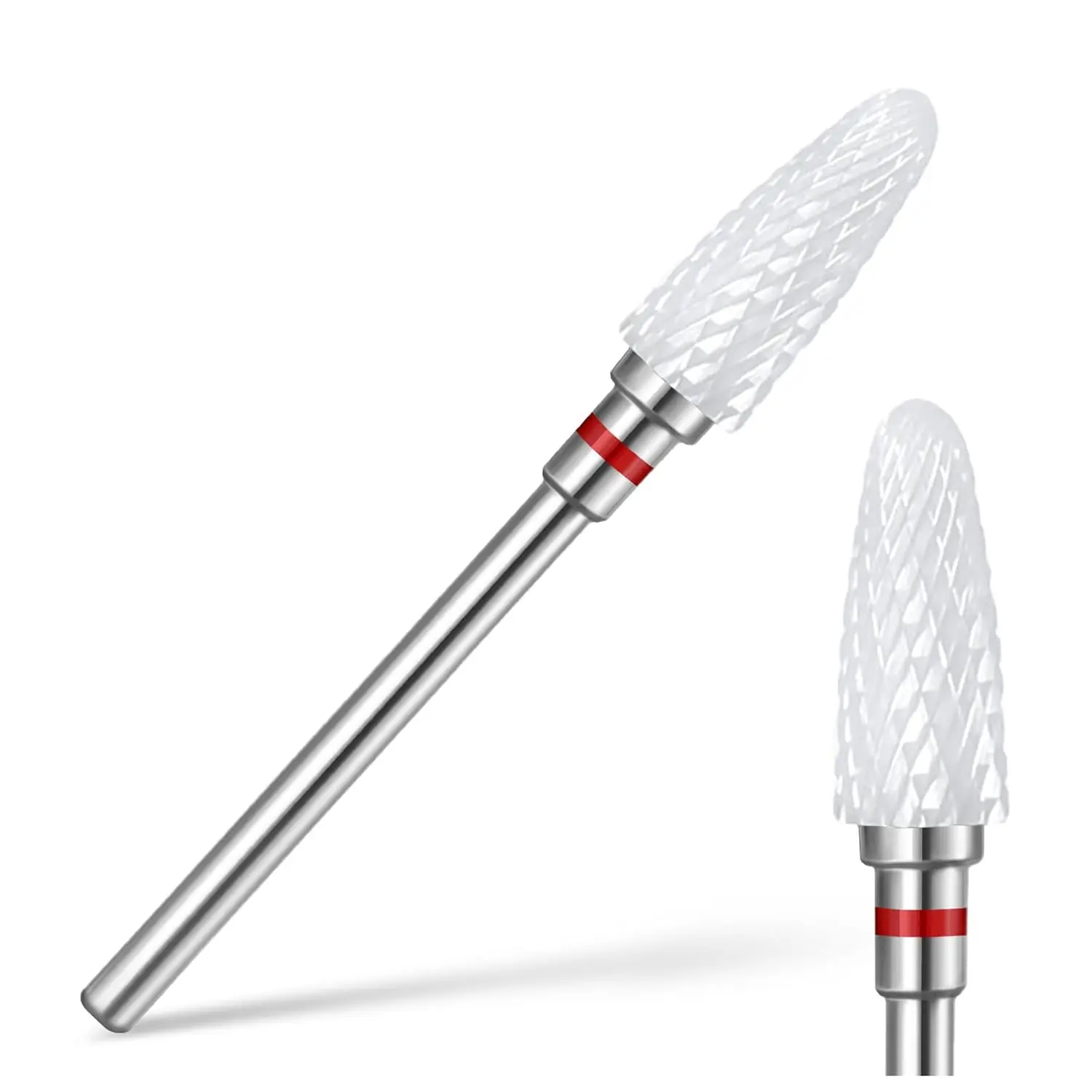 Ceramic Nail Drill Bits Set 5 Pcs Professional Corn Shape Ceramic Bits 3/32'' Acrylic Nail File Gel Removal Rotary Tool for Mani