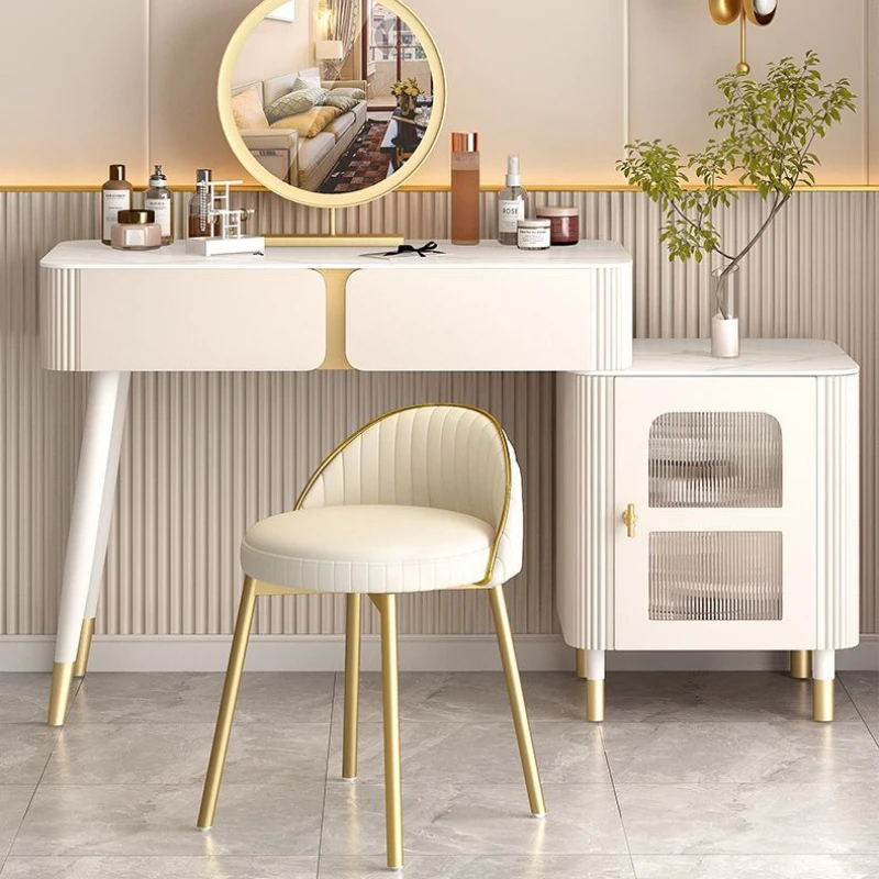 Light Luxury Makeup Stool Bedroom Dressing Stool Simple Nordic Small Backrest Vanity Chair Ottomans Furniture Rotatable Bench