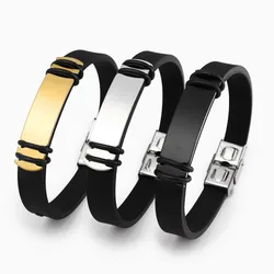 New Classic Simple High Quality Silicone Bracelet Silicone with Metal Men's Bracelet Popular Accessories Gift Wholesale