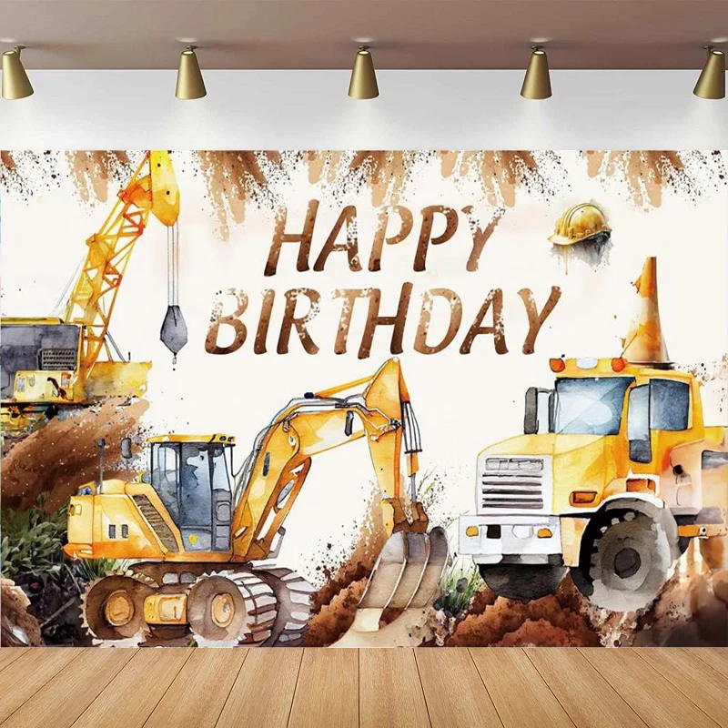 

Construction Site Banner Photography Backdrop For Boys Birthday Party Grab Truck Decoration Poster Background Cake Table Banner