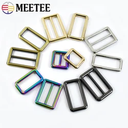 Meetee 10 pz 12-50mm metallo regolare Tri-Glide fibbia cinturino tessitura Slider regolazione anello fibbie fai da te borsa gancio chiusura accessorio