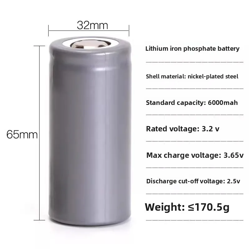 Energy Storage Power Supply Solar Street Light Battery 3.2V 6000mAh 32650 Lithium Iron Phosphate for 32700 Electric Vehicles