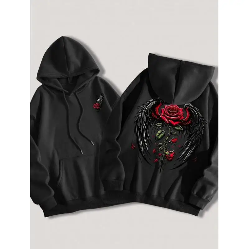 

New 2026 Printed Hoodie Sweatirt with Dstring Casual Hooded Sweatirt Men's Autumn Seven Sve Length Sportswear