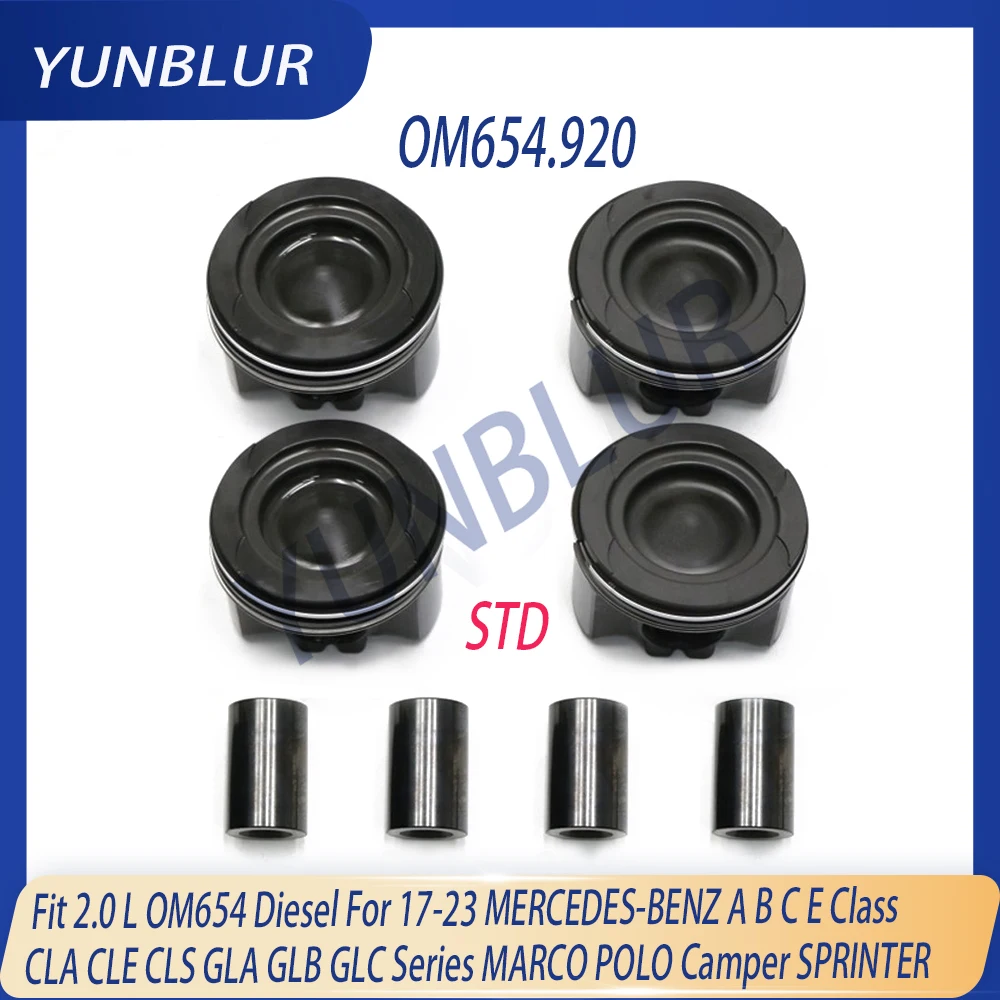STD Engine Piston & Ring Kit Fit 2.0 L Diesel OM654 For 16-23 MERCEDES-BENZ A B C E Class CLA CLS GLA GLC GLE Series MARCO POLO