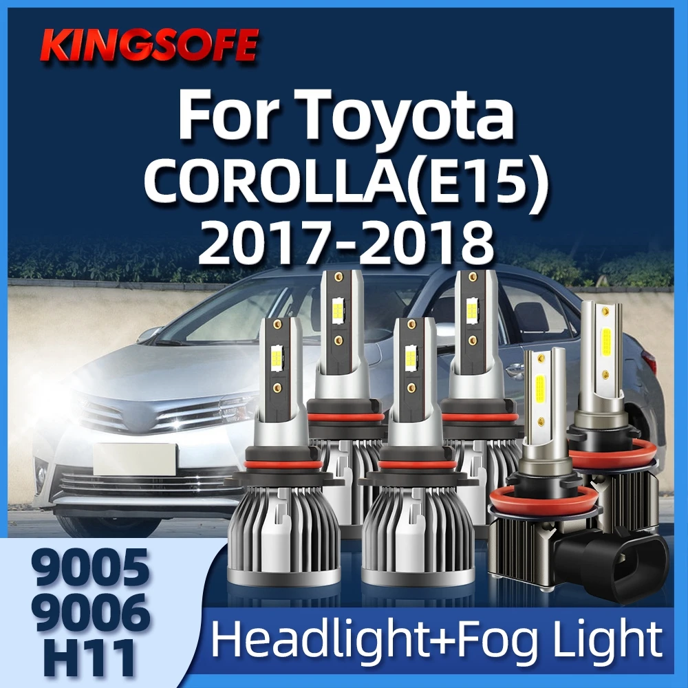 

KINGSOFE 2/6Pcs LED H11 HB4 9005 9006 Car Headlight Bulb 26000LM 6000K Fit For Toyota COROLLA(E15) 2017-2018