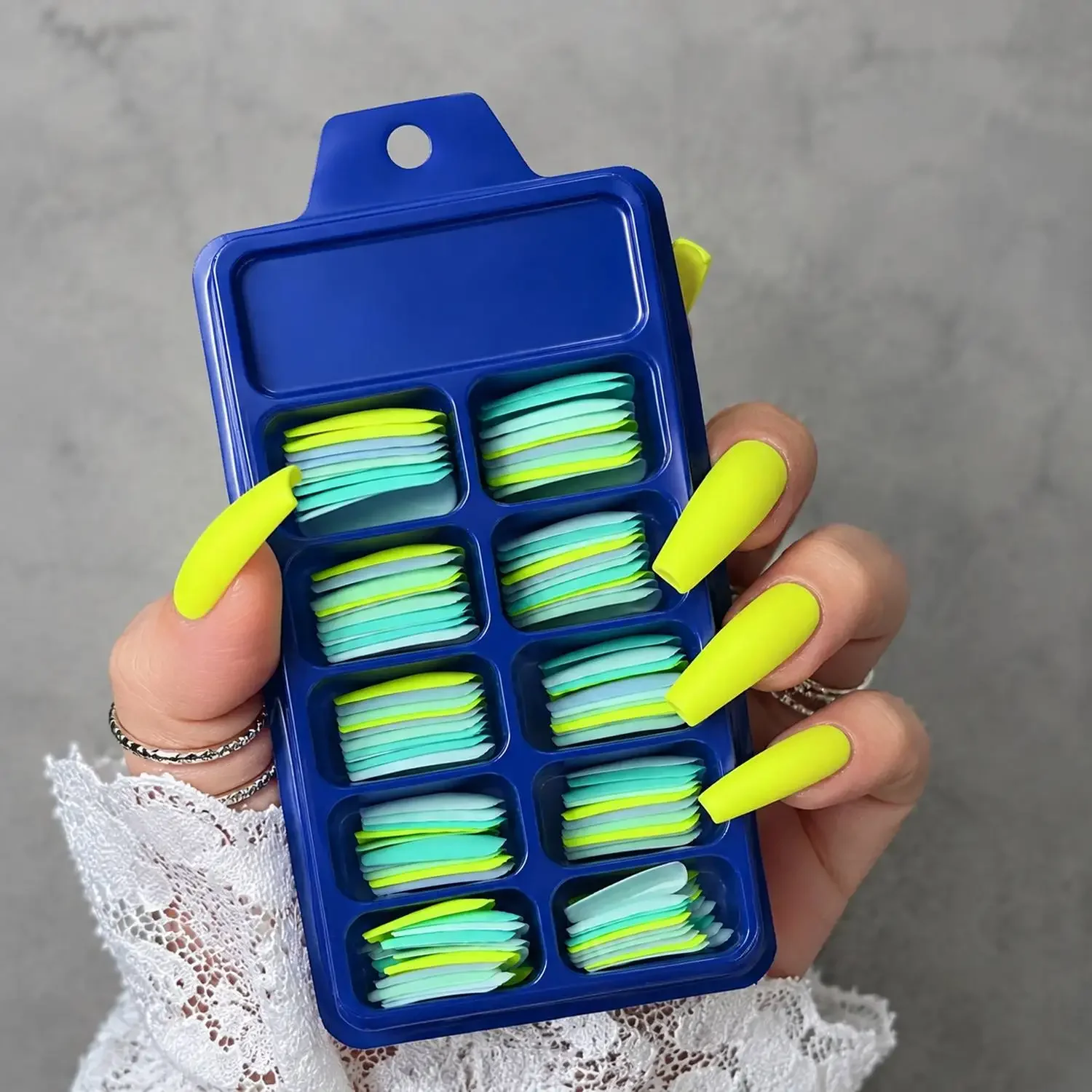 1Box Matte Frosted Finish Long Trapezoid Press On Nail Matte Long Trapezoid Fake Nail Elegant Look Long Trapezoid False Nail