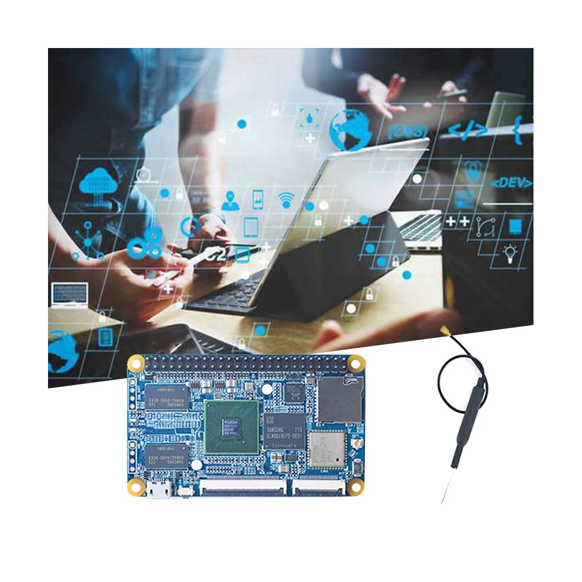 CORE4418-Development Placa com Antena, S5P4418 -Core, 1GB + 8GB, EMMC, WiFi, BT4.0, Interface de Rede Gigabit, Suporta Lubuntu