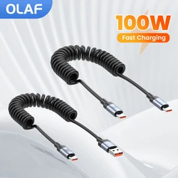 1.5M Car Spring Cable 100W 5A Super Fast Charging Wire Type C To Type C Cable For iPhone 15 16 Sumsung Huawei Xiaomi USB C Cable