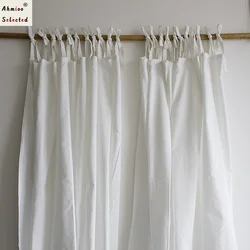 Modern Simple Curtain, Tie Top Home Decor Partition Drapes, White Curtains For Living Room, Solid Curtain For Bedroom Drapes