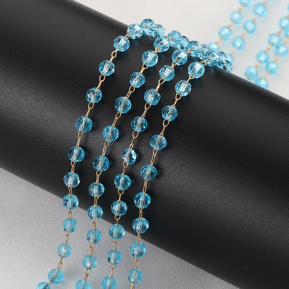 1M 4mm Crystal Copper Chain Multi Color Beads Chain Necklace Bracelet Costumes for Jewelry Making Components Crafts Bracelet DIY