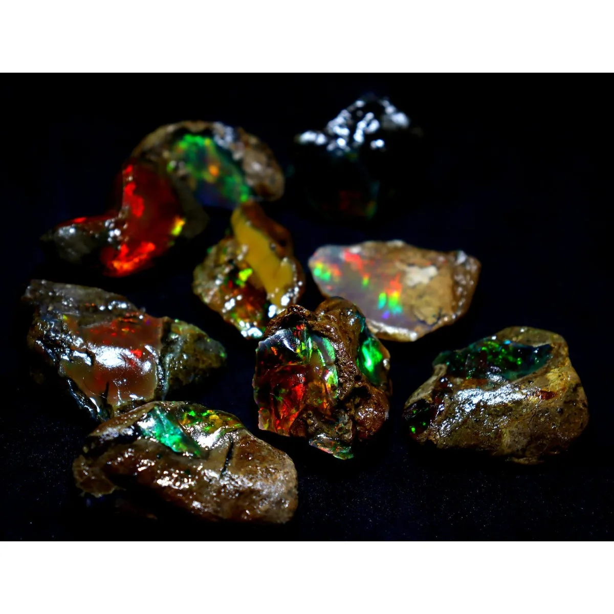 25-80CT Ethiopian Welo Opal Natural Rough Crystal Opal Fire Flash Gemstone Loose Stone For Jewelry Making DIY Craft Collection