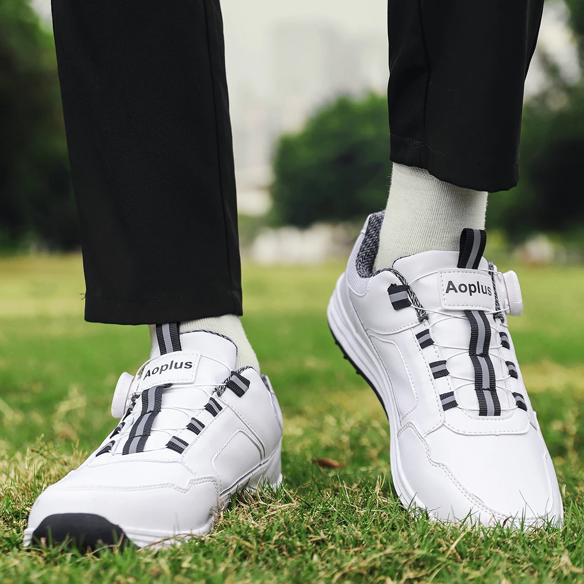 Unisex-Golfschuhe ohne Spikes, wasserdicht, rutschfeste Gummisohle, atmungsaktive, gepolsterte Sneaker für Golfplatz- und Outdoor-Training – Detail 2
