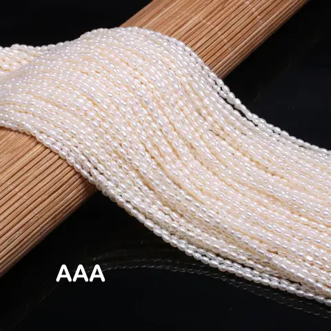 A AA AAA 쌀 천연 담수 진주 느슨한 스페이서 비즈, 쥬얼리 제작 용품, DIY 목걸이 팔찌 액세서리, 2-3mm