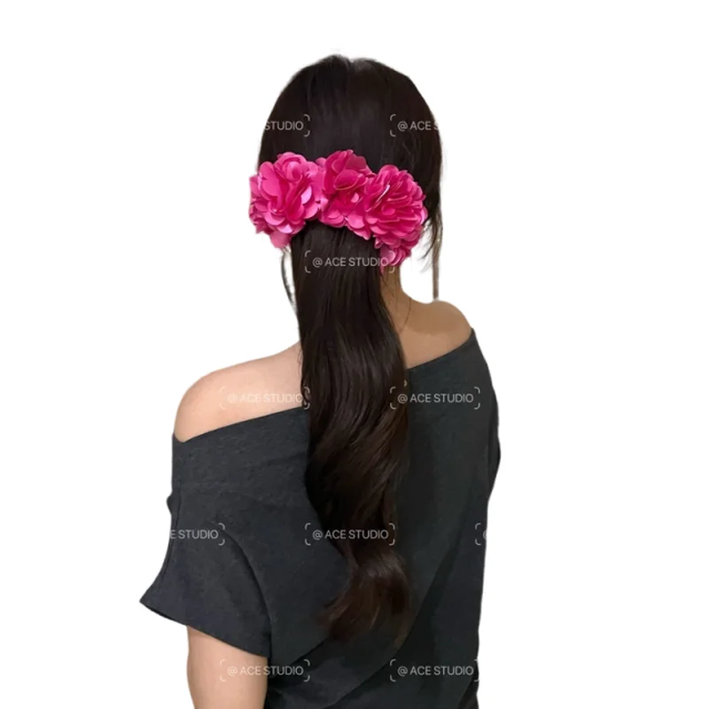 

Freud Rose Spot Original Red Hair Clip Banana Clip Super Fairy Atmosphere for Women Girls Children's Fashion wear Accessory